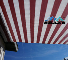 Load image into Gallery viewer, SHANS Shade Sail Fabric Outdoor Shade Cover Maroon and White Stripes with Free Clips Plastic Grommets Plastic Grommets
